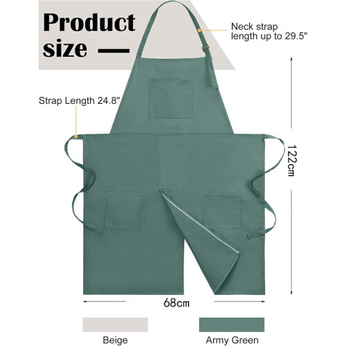 (Khaki + Gray) Polyester Canvas Split-Leg Apron Kit Pottery & Floral Designers 2