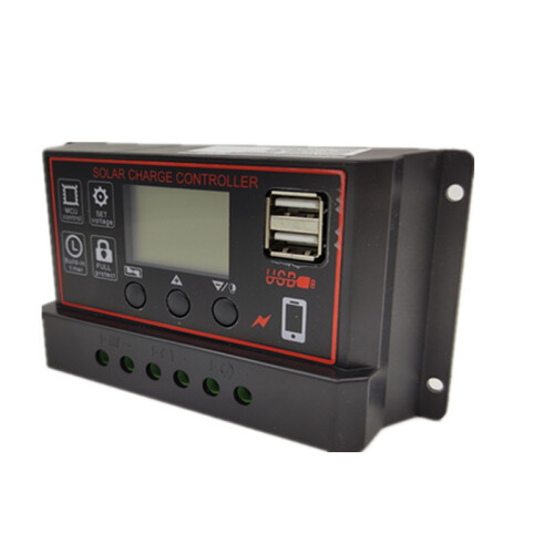 (30A) Black Shell 12V/24V 10A Solar Charge Controller with Light Timer & USB, Simple Type Solar Panel 2