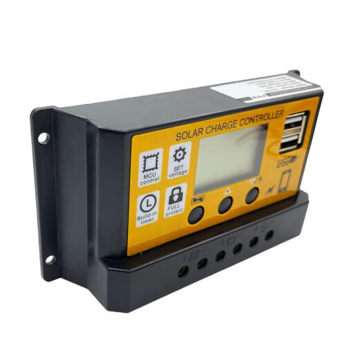 (10A) Orange 12V 24V 30A Solar Charge Controller with USB, Light & Time Control 1