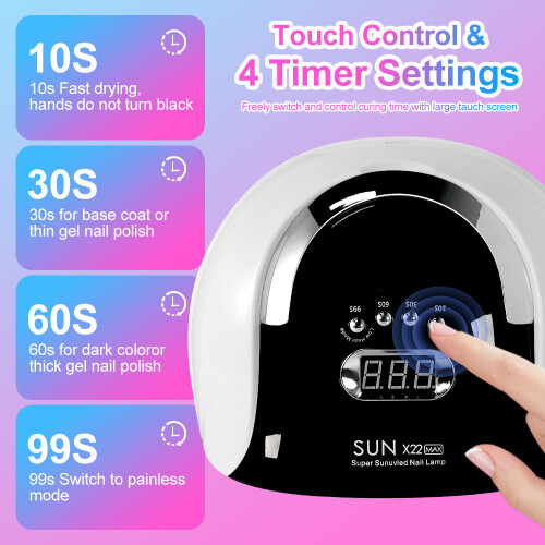 X22 Nail Lamp 120W Smart Induction 4-Timer Curing Light Therapy Machine for Gel Nails 1