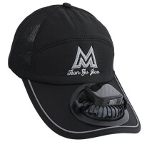 Solar Powered Baseball Cap with USB Rechargeable Battery-Black