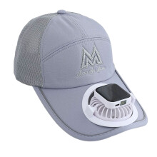 3 Speed Wind Solar Power Fan Hat for Outdoor Adventures-Gray