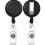 Black Matte Rounded Leather ID Badge Reel Retractable Clip Set 10pcs 4