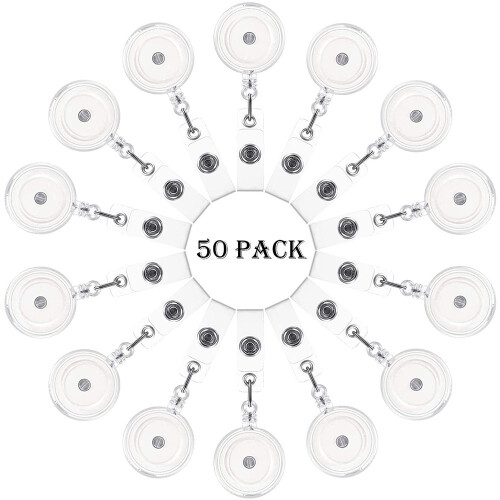 Transparent Rotating Metal Clip Retractable Badge Holder 10 Pcs Easy Pull 2