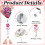 Valentine's Rotating Crocodile Clip Bead Badge Reel Retractable Keychain Set:6pcs 5