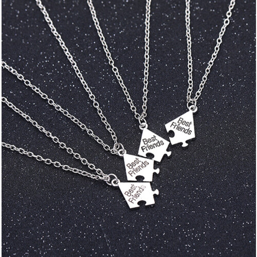 Collier puzzle de l'amitié Best Friend, pack de 4 Silver 2