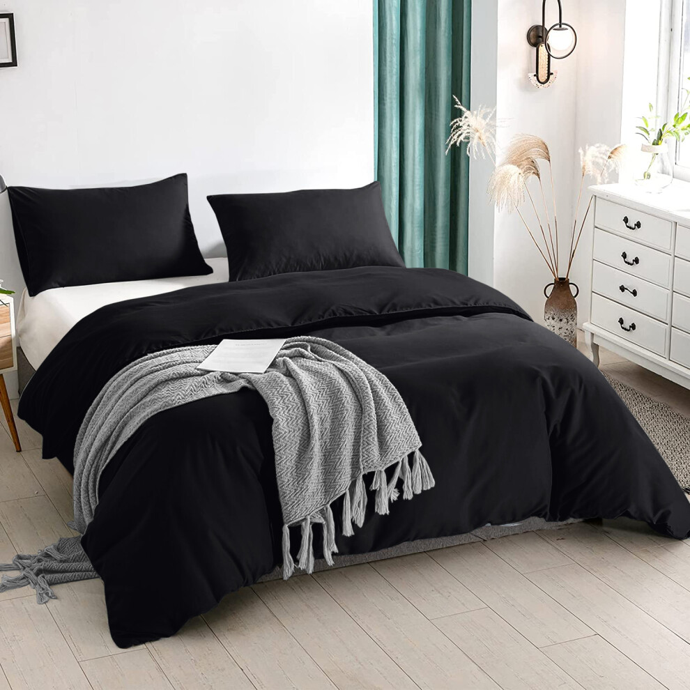 Imperial Rooms ( Single) Plain Duvet Cover Single Double King Bed Set Quilt Black