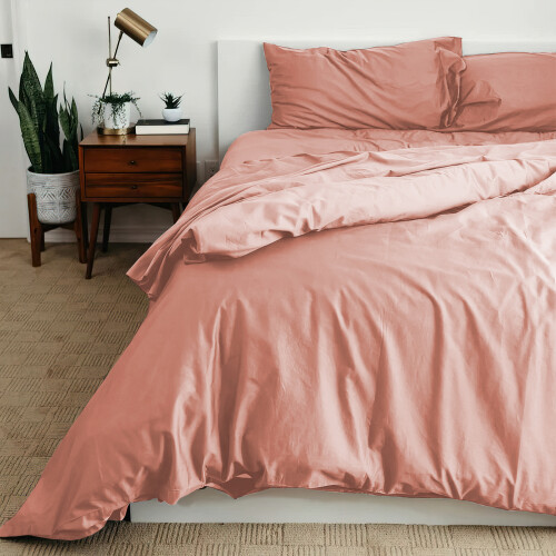 Imperial Rooms (Peach, Single) Plain Duvet Cover Single Double King Bed Set Quilt 1
