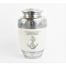 Cremation Adult Urn for Human Ashes Pearl White Anchor Memorial Urn with Custom Engraving
