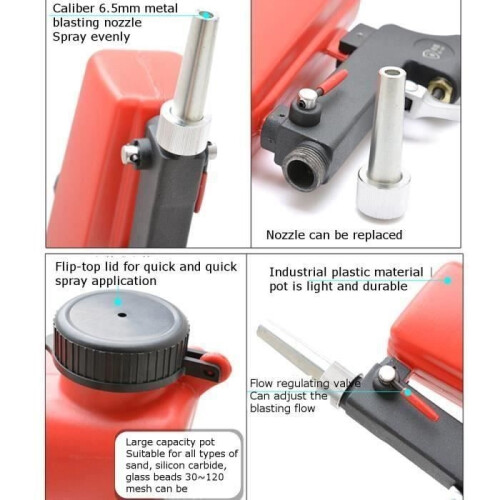 Portable Gravity Feed Pneumatic Sandblasting Gun with Adjustable Flow Rate for Sandblasting and Stripping 1