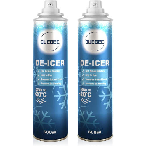 QUEBEC De-Icer Spray 600ml Pack of 2 Car Use