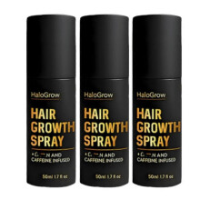 (3pcs) HaloGrow Hair Growth Spray –All Hair Types with Natural Ingredients, Reduced Shedding, Hydration and Silky Texture- 50ml