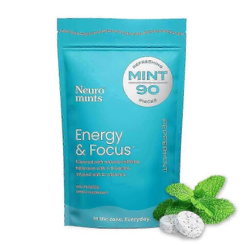 (3pcs) 2025 Neuro Energy : Caffeine Boost, Mint Flavor, 90 Tablets