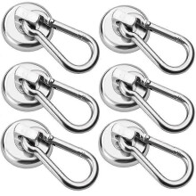 6 Pack Magnetic Hooks,Heavy Duty Magnetic Hooks with Swivel Carabiner Hook