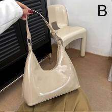 (Khaki/One size) New Fashion Design Shoulder Bag Diagonal Bag Trendy Solid Color Vintage Shiny Small Square Texture Armpit Bag