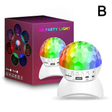 (White/1pcs) Home Colorful Magic Ball Lamp Disco Atmosphere Lamp Bluetooth Audio Lamp Ball Dormitory Karaoke Flash Lamp Room Atmosphere Lamp