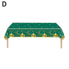 (Green/1pcs) In Stock Moon Castle Theme Tablecloth Platinum Blue Gold Black Gold Fast Day Disposable Tablecloth Moon Tablecloth
