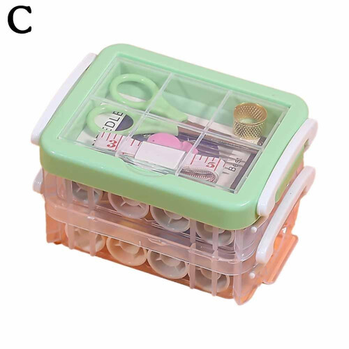 (green/1set) Needle And Thread Box Household Needle And Thread Kit Sewing Needle Hand Sewing Small Portable