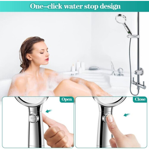 Shower head with LED temperature display, 4 shower modes, with pause button, high water saving shower head 2