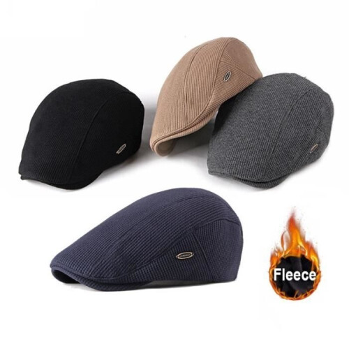 Men's cotton cap - Dark blue - Adjustable retro beret - Visor hat 1