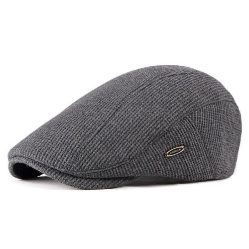 Men's cotton cap - Dark blue - Adjustable retro beret - Visor hat 2