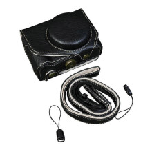 (Black/for PowerShot V1) Leather case For PowerShot black white browngreen