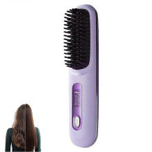 (Purple) Portable Wireless Negative Ion Hair Straightener