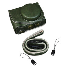 (Green/for PowerShot V1) Leather case For PowerShot black white browngreen