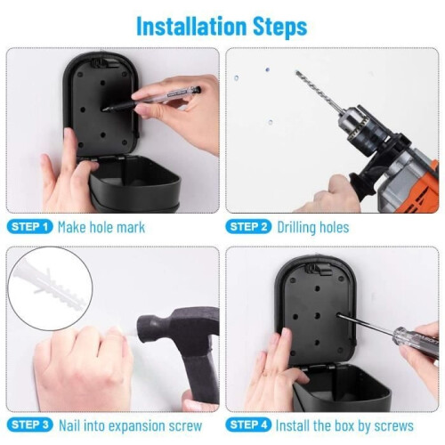 Secure outdoor key box, wall-mounted key box with 4-digit code, weather-resistant, zinc alloy 2