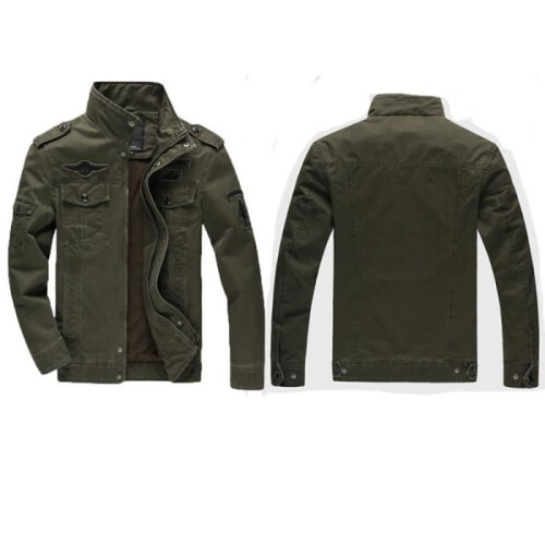 Men's Quilted Aviator Jacket, Solid Color Jacket, Stand-Up Collar Jacket, Casual Jacket, Khaki Jacket 2