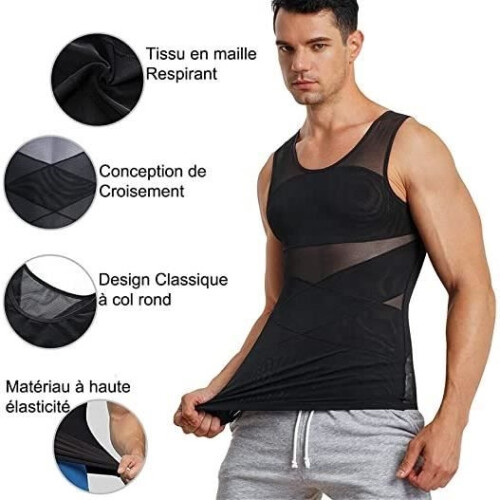 BINGRONG Men's Compression Tank Top - Tummy Control Undershirt - Black 2