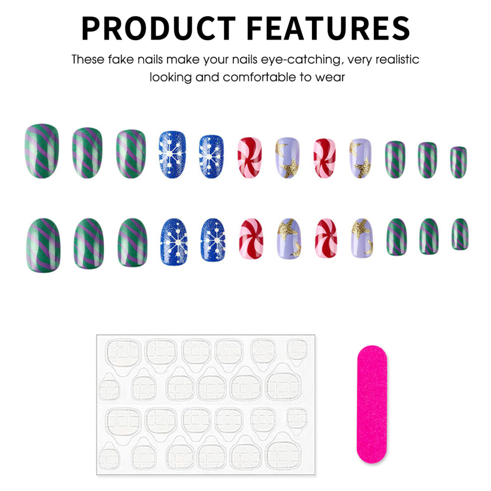 Dachuang Beauty Glitter Christmas Fake Nails - Reusable & Charming
