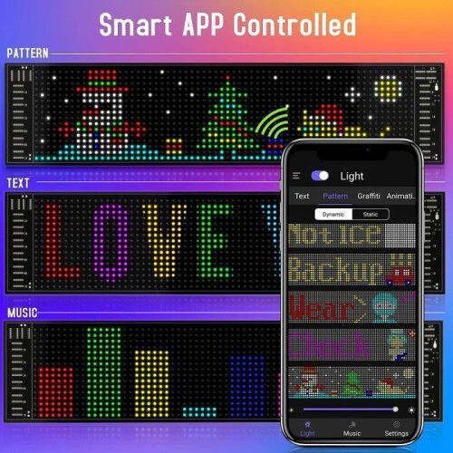 5V USB LED Matrix Panel for Car, Bright RGB Light Signs, Scrolling, Bluetooth, App Control 2
