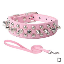 (Pink/XXL) Amazon Hot Dog Collar Anti-Bite Rivet Pet Collar Medium Large Dog Chain French Bulldog Collar