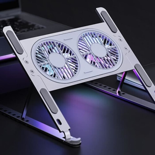 Laptop Cooling Stand, Adjustable Angle, Foldable for 14-17.3" Laptops - Silver 2