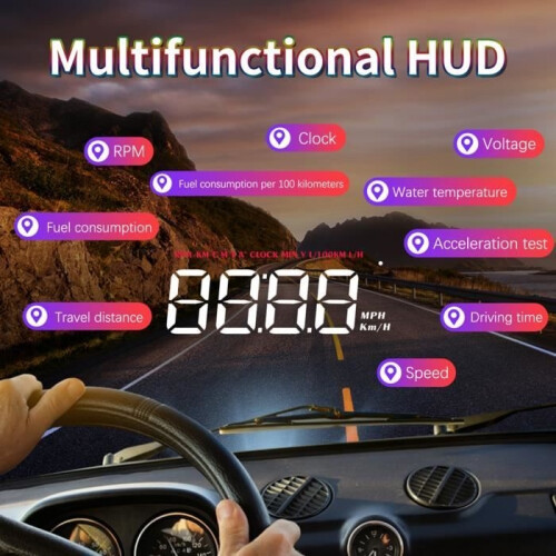 Dilwe Car HUD Speedometer Universal OBDII Display Overspeed Alarm Head-Up Windshield Projector 1