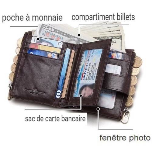 Men's Leather Wallet, RFID-blocking Men's Wallet, Orange Hasp Wallet 1