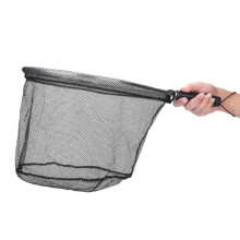 Fly fishing landing net, portable fishing net, heavy-duty black with non-slip handle fishing accessory for