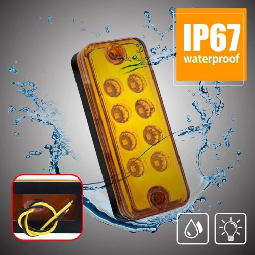Rectangular side marker lights, clearance indicator, 1224V, sealed lamp, surface mount, 6 pieces, amber 2