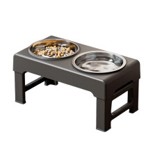 Elevated Dog Bowl Set With Slow Feeders And Easy To Clean-Black