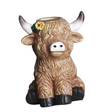 Harzstatue Hochlandkuh Zwerge Figur Kegelkerzenhalter-1