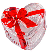 Glass Jewelry Box Candy Dish with Lid Earring-Heart Shape
