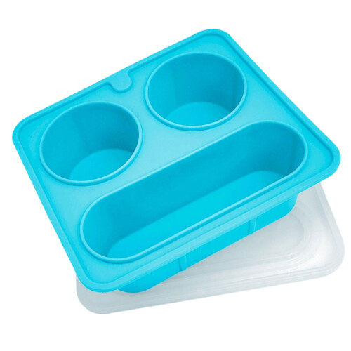 Leak Proof Silicone Ice Cubes Tray With Removable Lid-Sky Blue