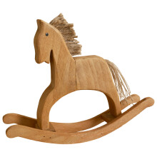 Elegant Wooden Rocking Horse Statue Decoration For Shelf Or-L