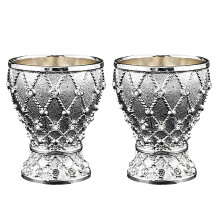 Elegant Geometric Pattern Alloy Wine Goblets Shot-Silver 2PCS