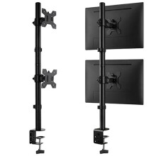 Futura Dual Vertical Monitor Stand 13 to 32 Inch Height Adjustable Clamp Mount Supports 8kg Each