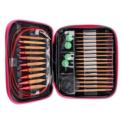 Interchangeable knitting kit - Set of interchangeable carbonized bamboo needles, aluminum circular knitting needles 2