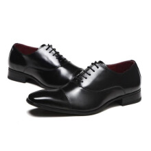 Schwarze Oxford-Schuhe für Herren aus Leder – Flache Schnürsenkel – Bequem für Reisen und besondere Anlässe