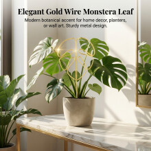 (Gold, 15x28cm) Turtle Leaf Metal Plant Stand
