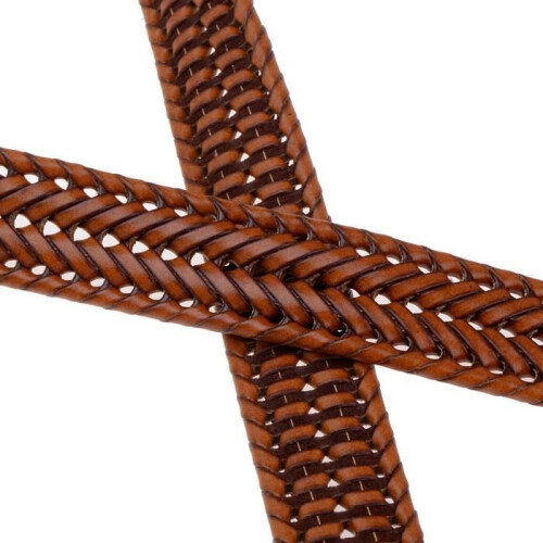 Women's Braided Cowhide Leather Belt Brown 1
